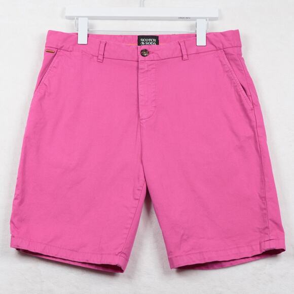 SCOTCH & SODA Stuart 9" Chino Shorts Organic Cotton Preppy Golf Pink Mens Sz 34 - Picture 1 of 11